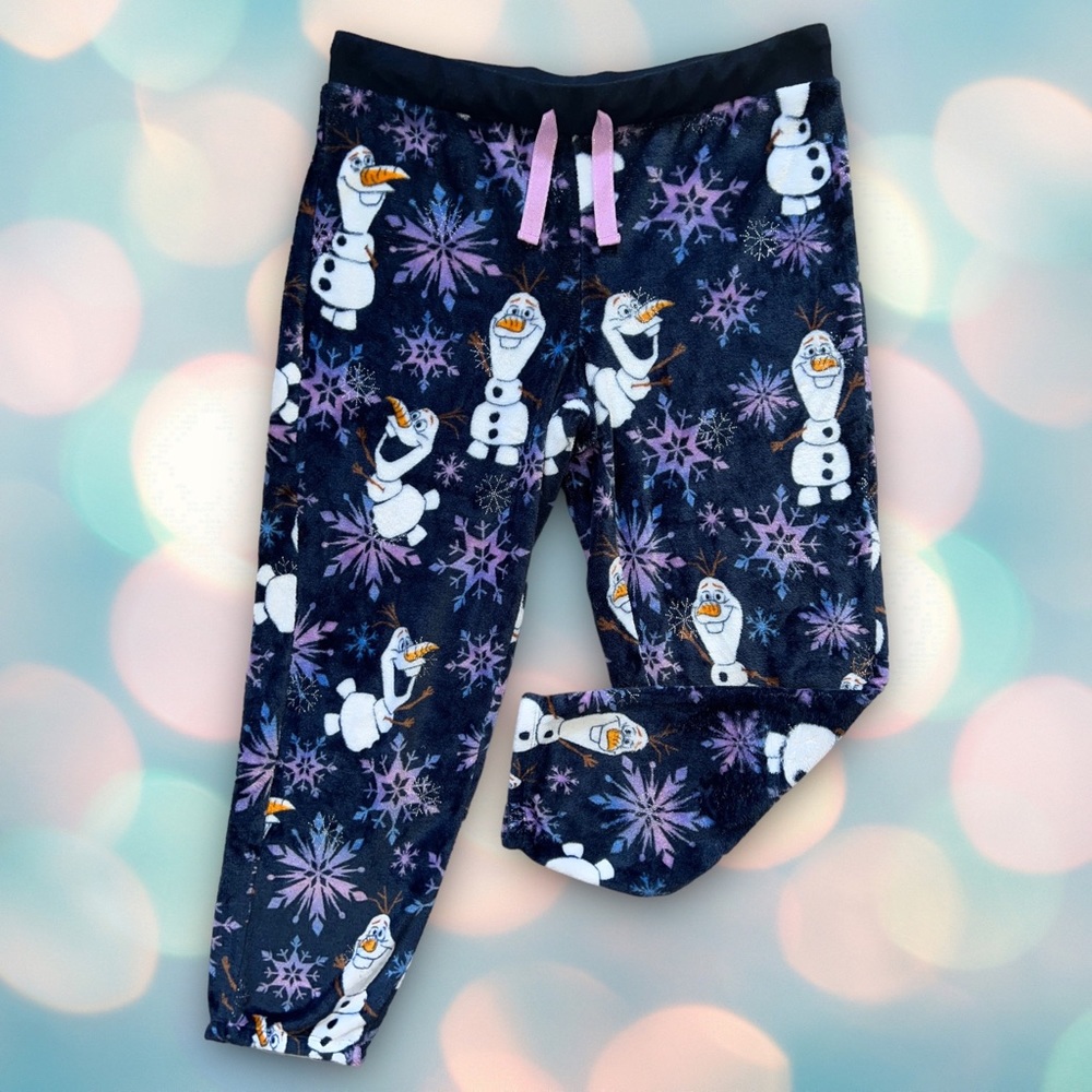Disney Frozen Olaf Girl’s Glitter Fleece Pajama Pants Size XL 16-18